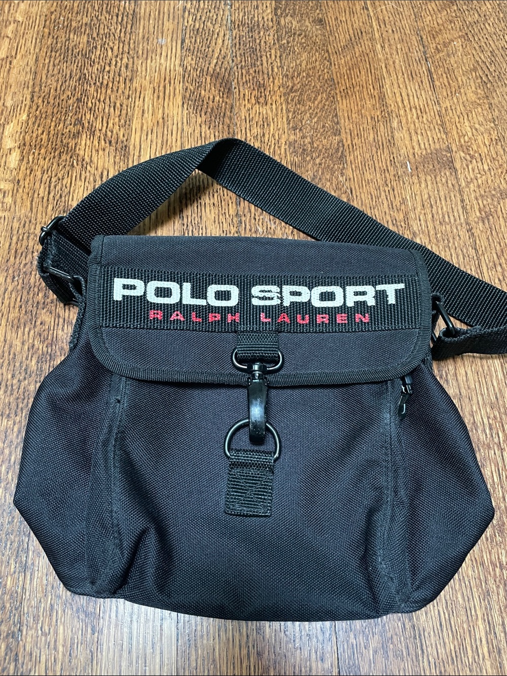 Vintage 90s Polo Sport Ralph Lauren Crossbody Small Messenger Bag Black